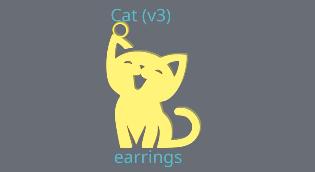 A beautiful 3D model an earring in the shape of a cat