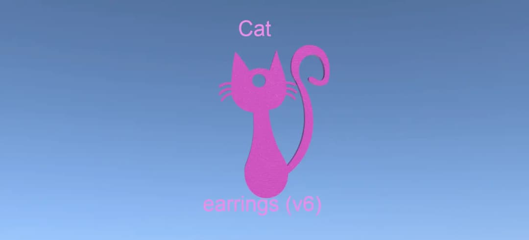 A beautiful 3D model an earring in the shape of a cat