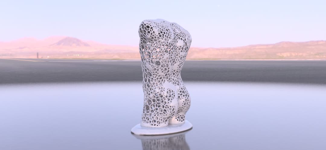 Beautiful male torso with voronoi pattern