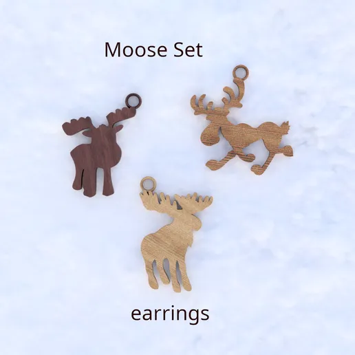 A set of moose-themed earrings for winter.